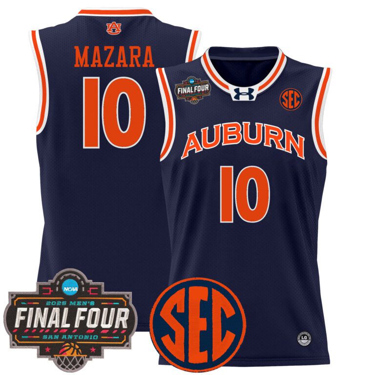 Men Auburn Tigers #10 Mazara blue 2025 Final Four Patch Lightweight  NCAA Jersey